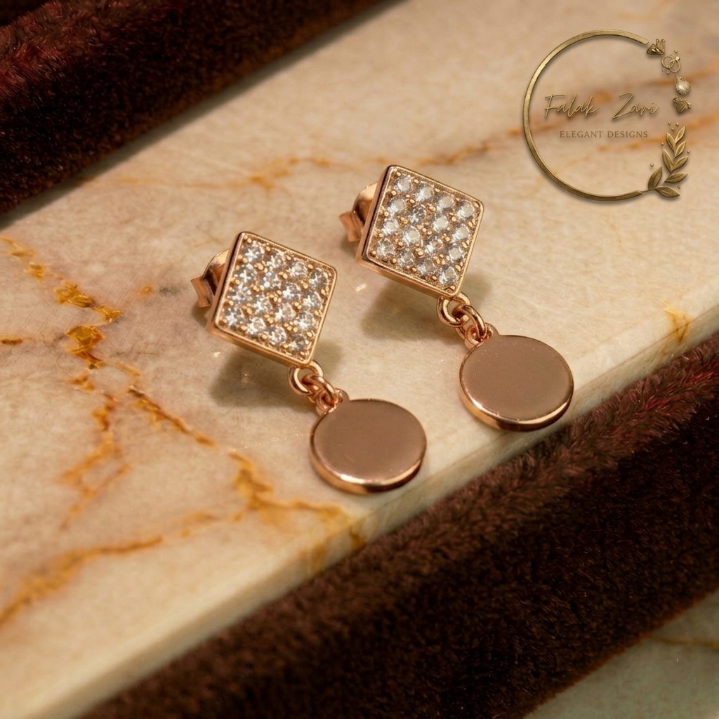 Rose Geometric Drops Earrings