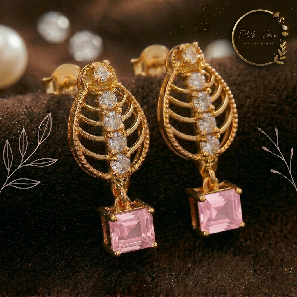 Leaf Crystal Drops Earrings
