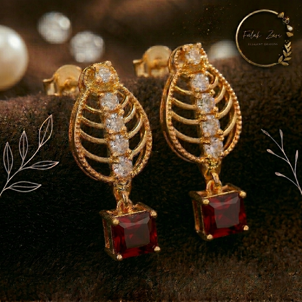 Leaf Crystal Drops Earrings