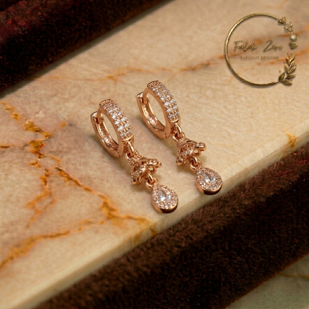 Rose-Drop Huggie Earrings
