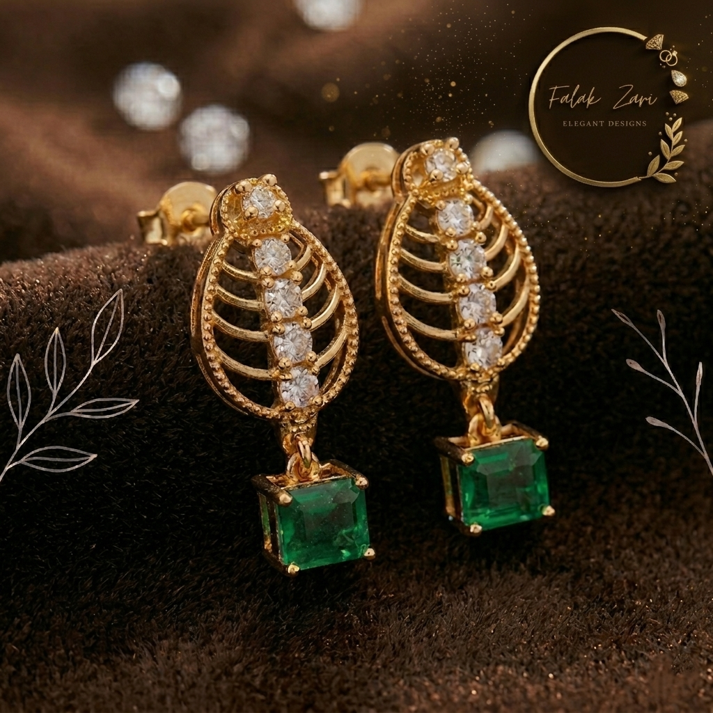 Leaf Crystal Drops Earrings