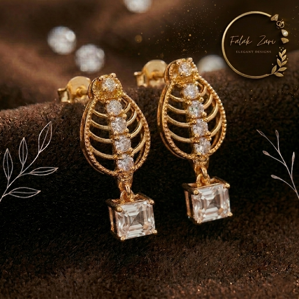 Leaf Crystal Drops Earrings
